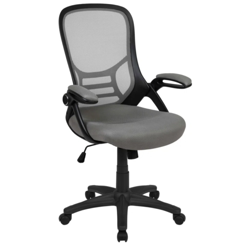 Cappello+High-Back+Mesh+Swivel+Ergonomic+Office+Chair+with+Flip-Up+Arms,+Light+Gray