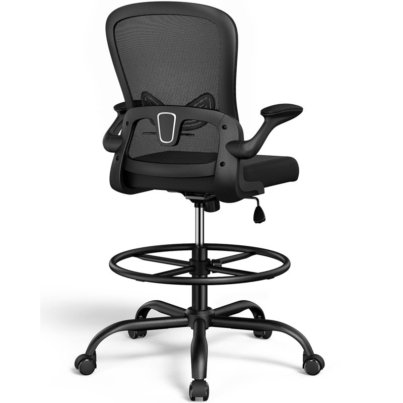 Laquon+Ergonomic+Mesh+Drafting+Chair+Tall+Office+Chair+With+Adjustable+Footrest+Ring